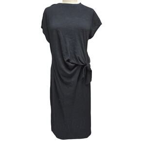 Sonoma Charcoal Gray Knot Side Midi Dress Soft Stretch Lightweight Casual L